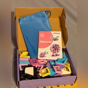 Magnetic Building Blocks Set for Kids - Blue, Pink, Yellow
